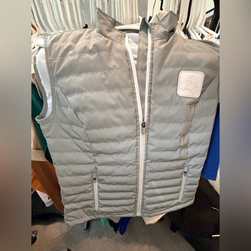 Disney Light Gray Quilted Puffer Vest
